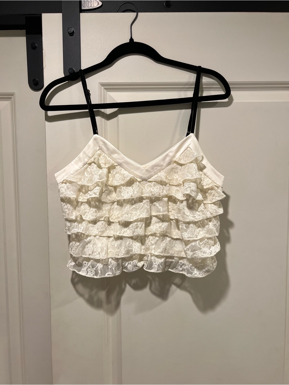 LoveShackFancy White/Cream Lace Ruffle Cami